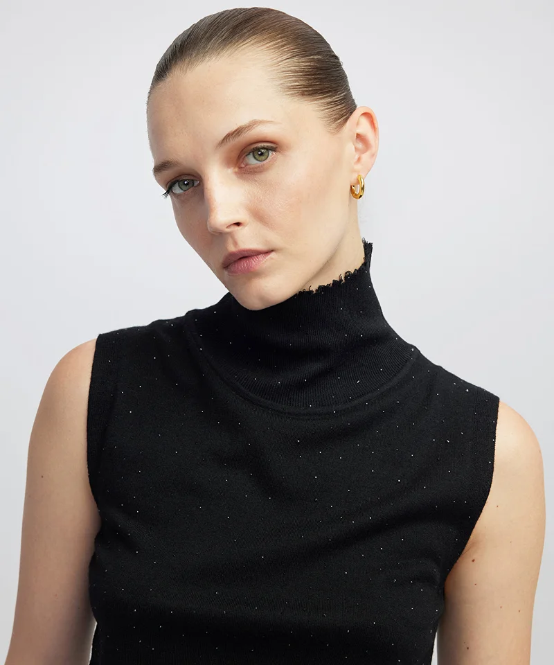 ابيكول Rhinestone Knit Top